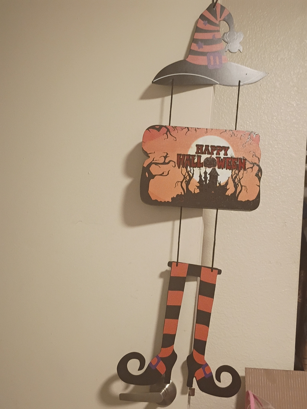 Halloween Witch Leg Wall Hanging Decor in Orange and Black